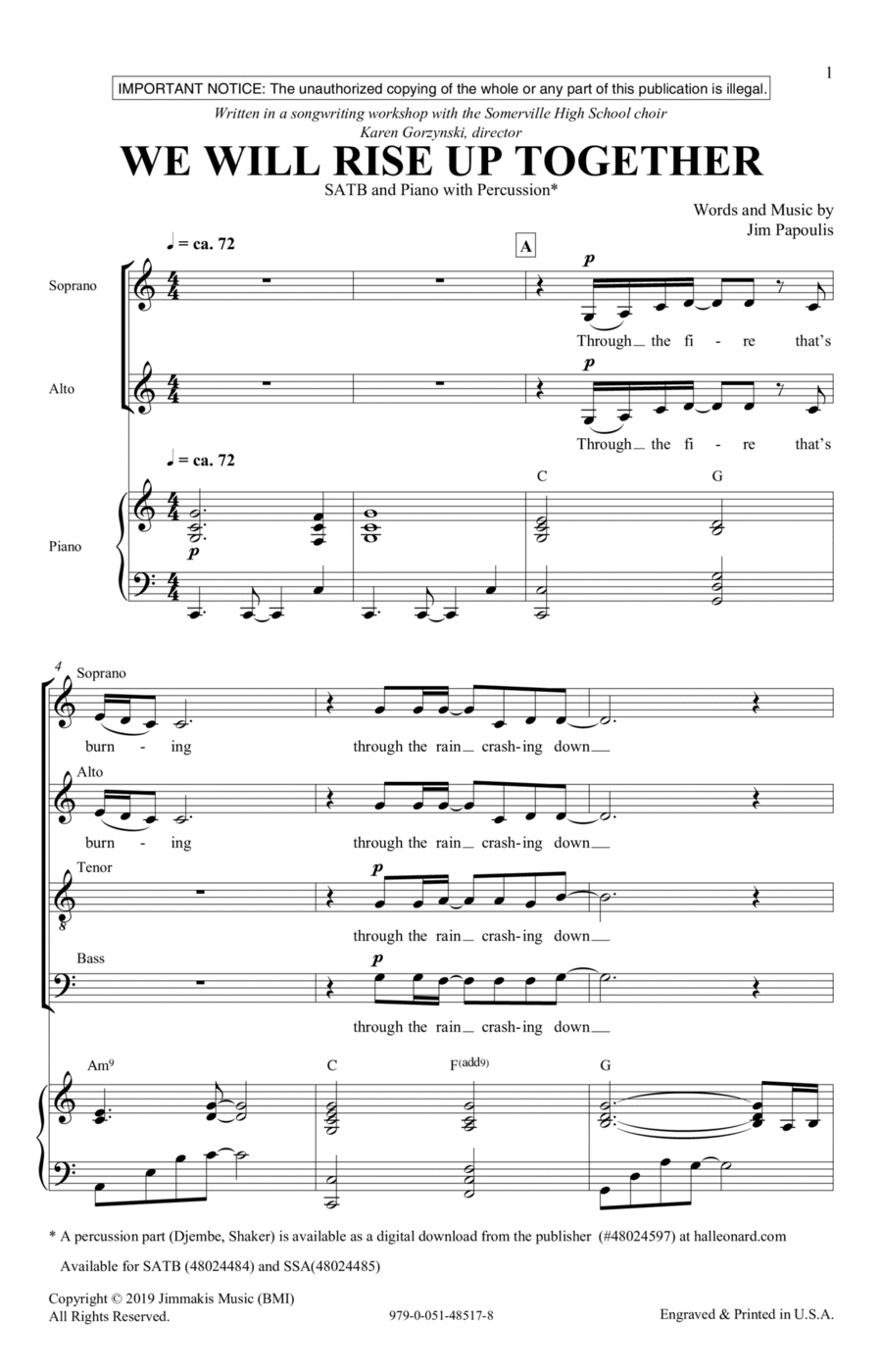 We Will Rise Up Together 4-Part scores gallery preview page 1
