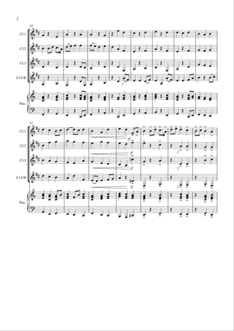 2 Classical Favourites for Clarinet Quartet (volume two) Clarinet Quartet scores gallery preview page 2