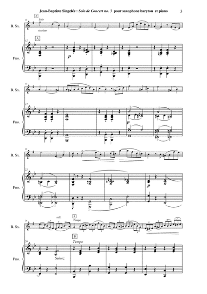 Jean-Baptiste Singelée Solo de Concert no. 3, Opus 83 for baritone saxophone and piano