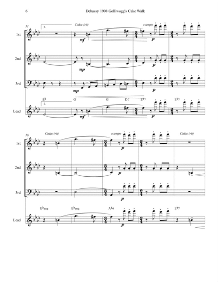 Debussy Golliwogs Cakewalk For Mixed Trio Small Ensemble scores gallery preview page 6