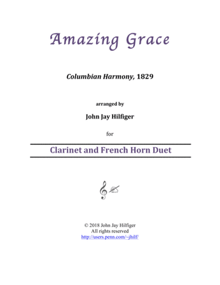 Book cover for Amazing Grace for Clarinet and Horn Duet