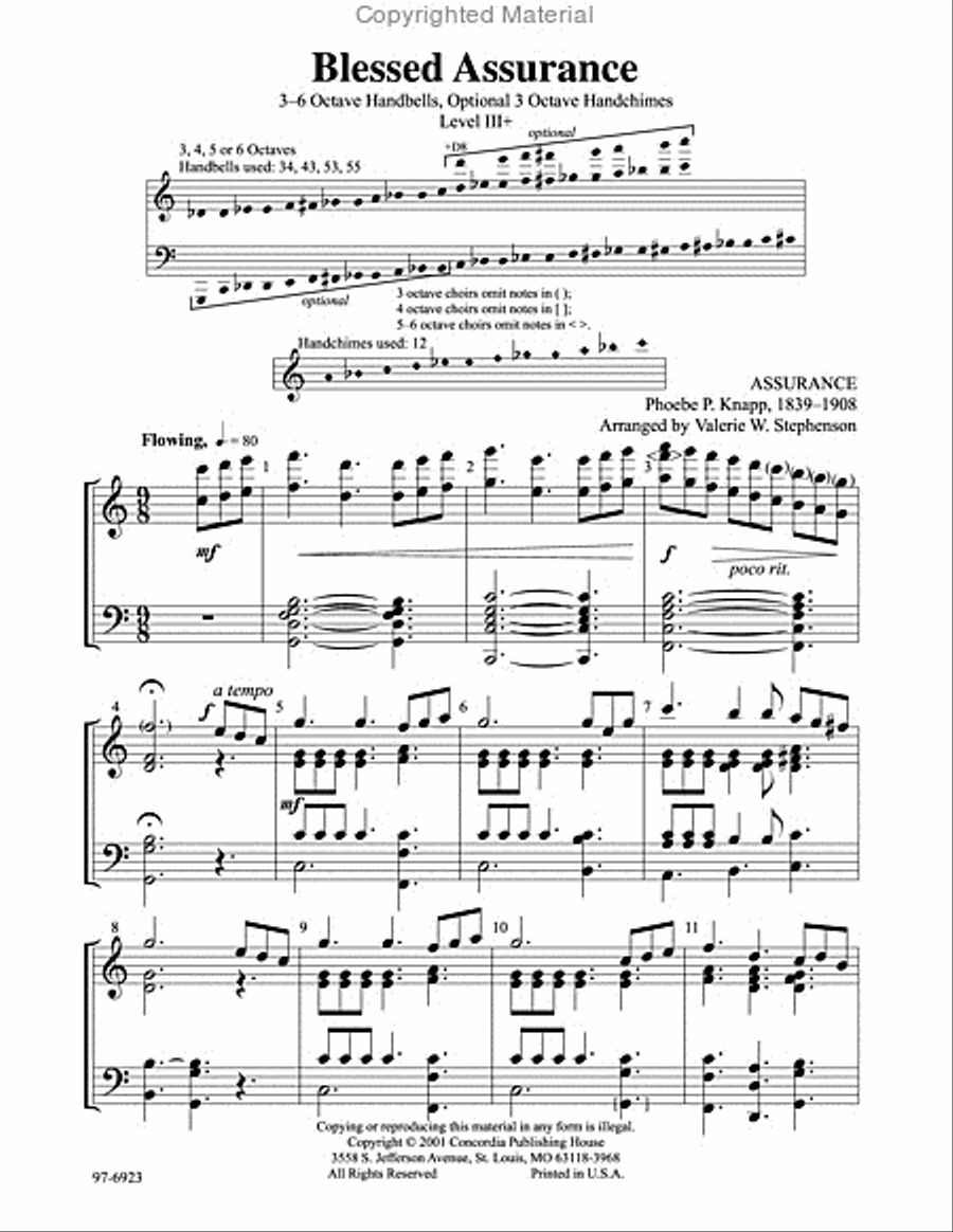Blessed Assurance (Stephenson) Handbell Choir scores gallery preview page 2