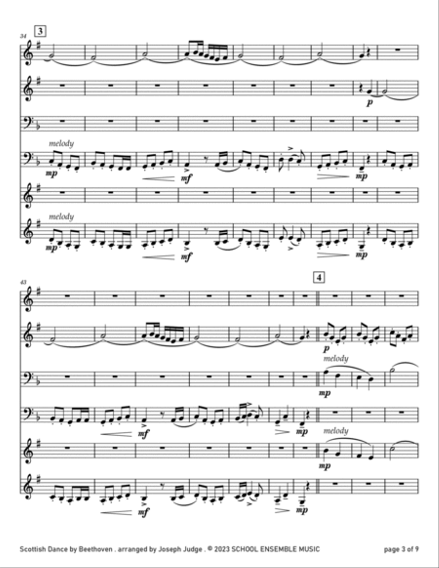 Scottish Dance by Beethoven for Brass Quartet in Schools Brass Quartet scores gallery preview page 3