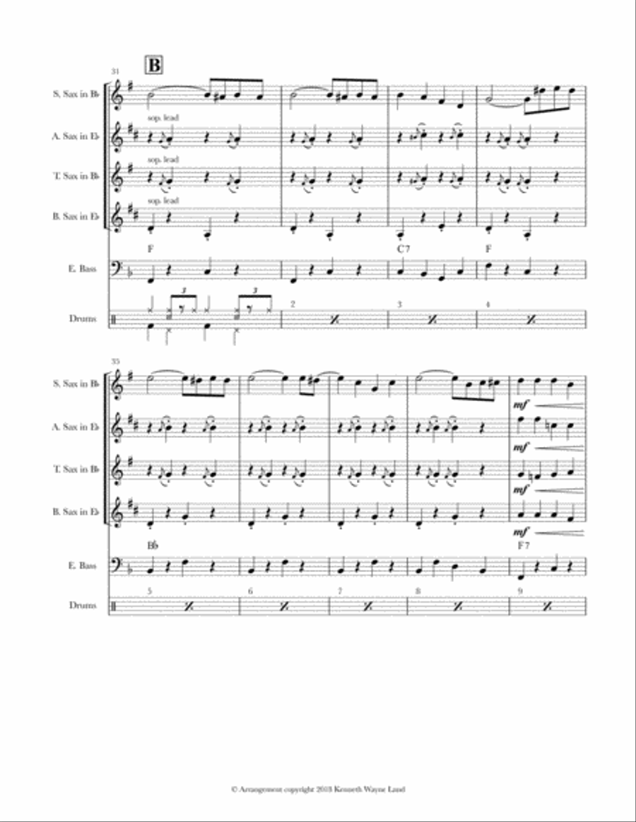 Alexander's Ragtime Band (Sax Quartet) Saxophone Quartet scores gallery preview page 6