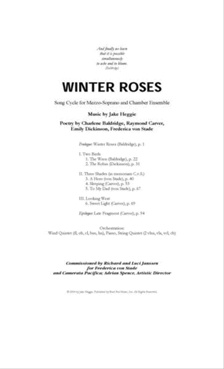 Winter Roses (score) Bassoon scores gallery preview page 1