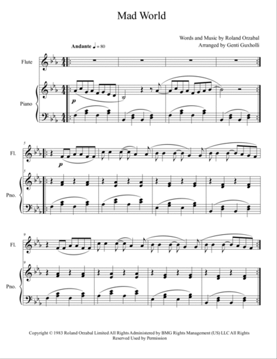 Mad World Flute Solo scores gallery preview page 2