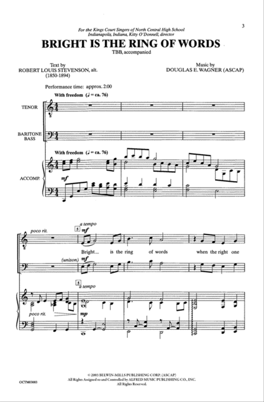 Bright Is The Ring Of Words - TBB 3-Part scores gallery preview page 8