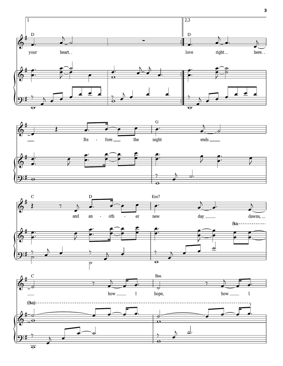 Before The Night Ends Piano, Vocal, Guitar scores gallery preview page 3