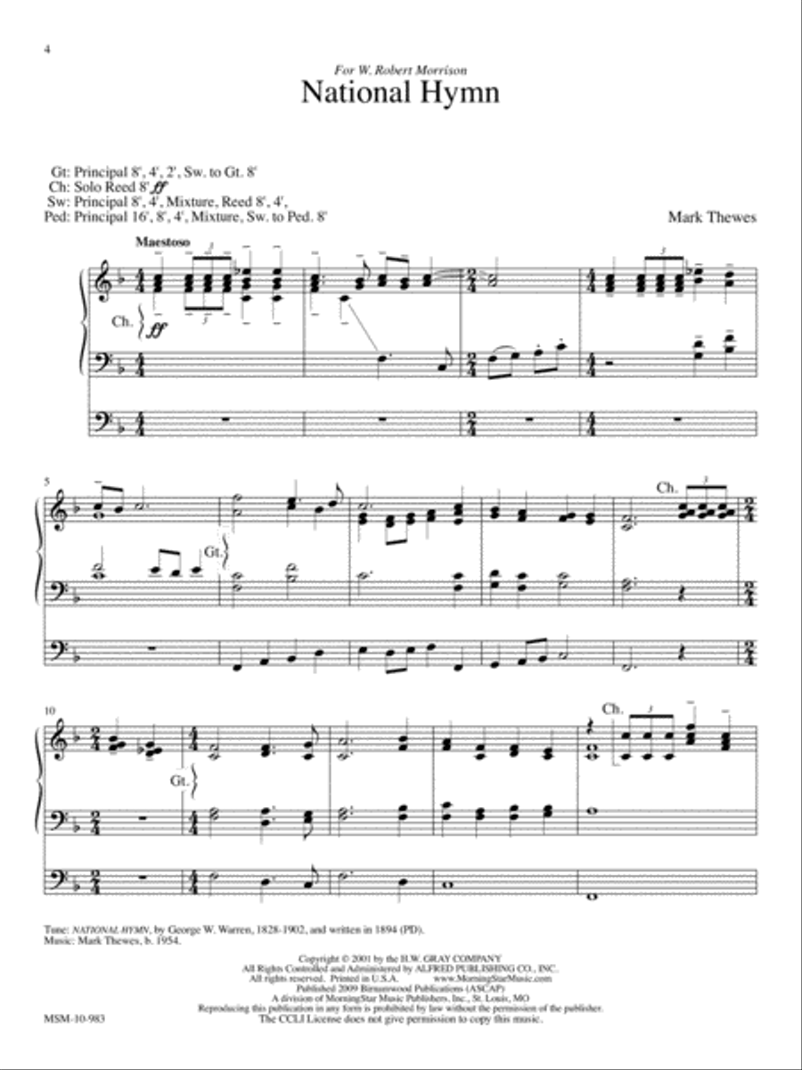 America the Beautiful Five Patriotic Pieces for Organ Organ Solo scores gallery preview page 2