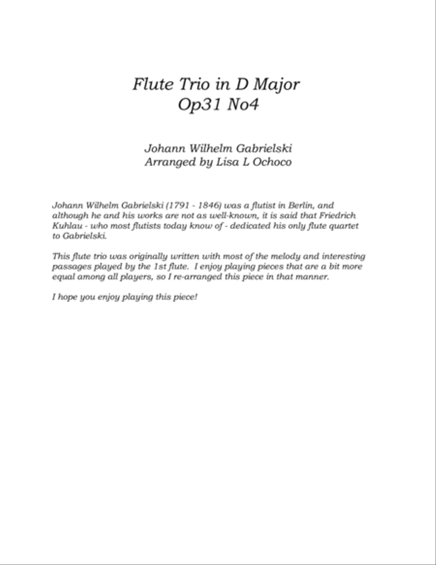 Trio in D Major Op31, No4 for Flute Trio Flute Trio scores gallery preview page 4