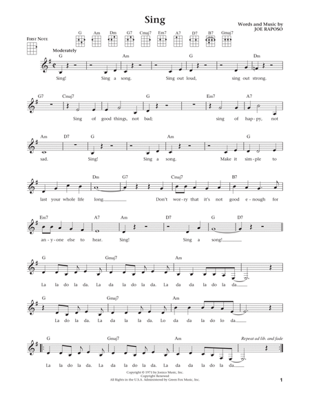 Sing (from The Daily Ukulele) (arr. Liz and Jim Beloff)