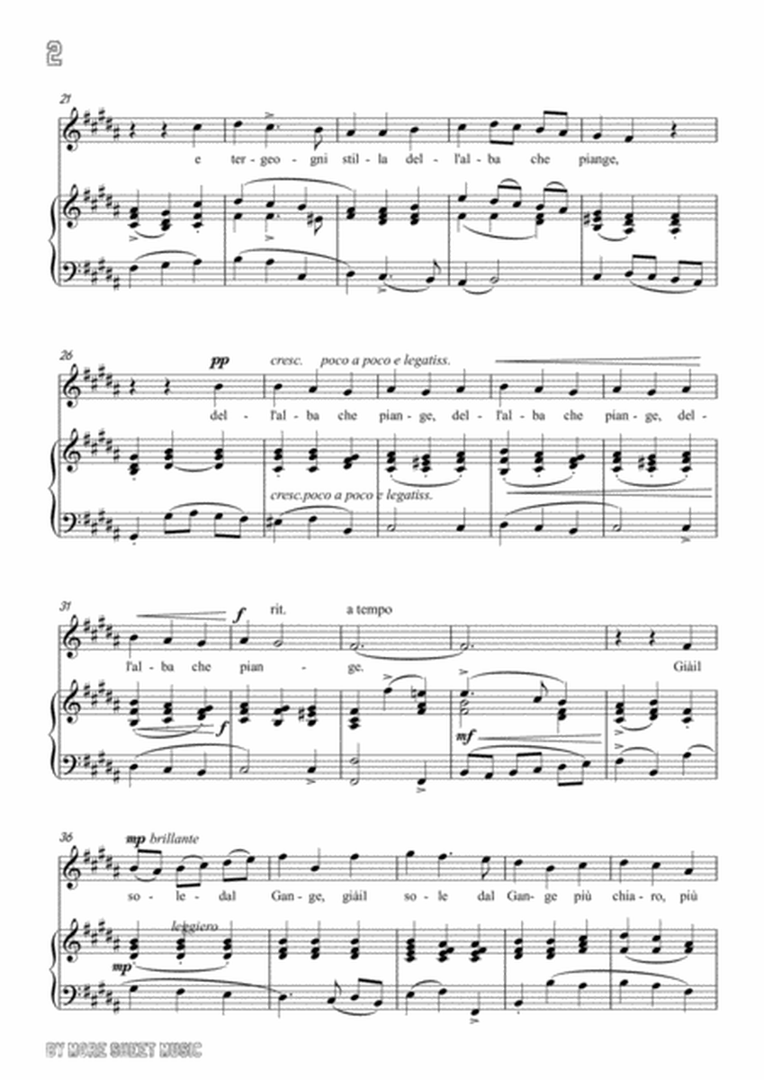 Scarlatti-Già il sole dal gange in B Major,for Voice and Piano image number null