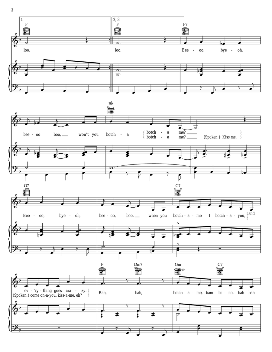 Botch-A-Me (Ba-Ba-Baciami Piccina) Piano, Vocal, Guitar scores gallery preview page 2