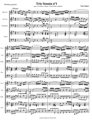 Book cover for Trio sonata nº1 in G Major - (Toni Tudurí) for flute(violin, violin, cello/viola & harspichord (SC