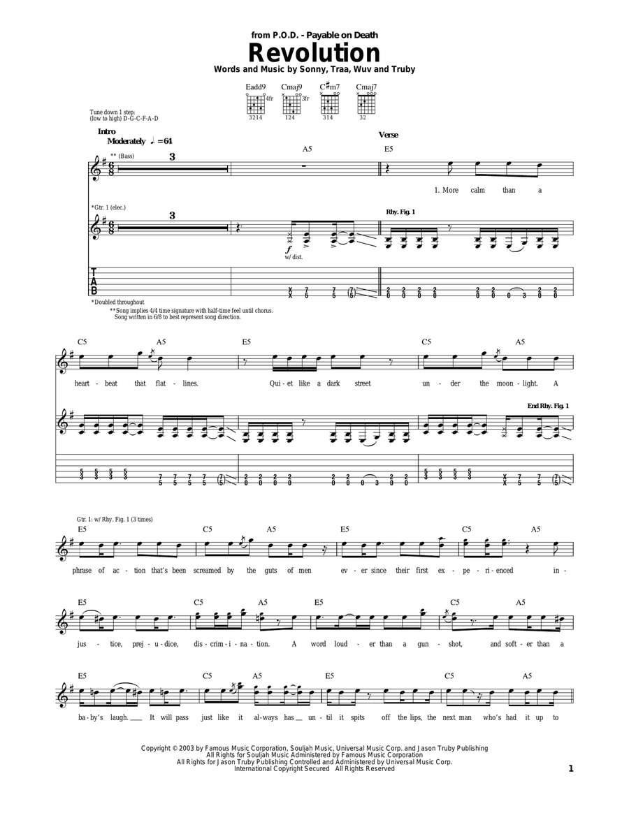 Revolution Revolution Electric Guitar scores gallery preview page 1