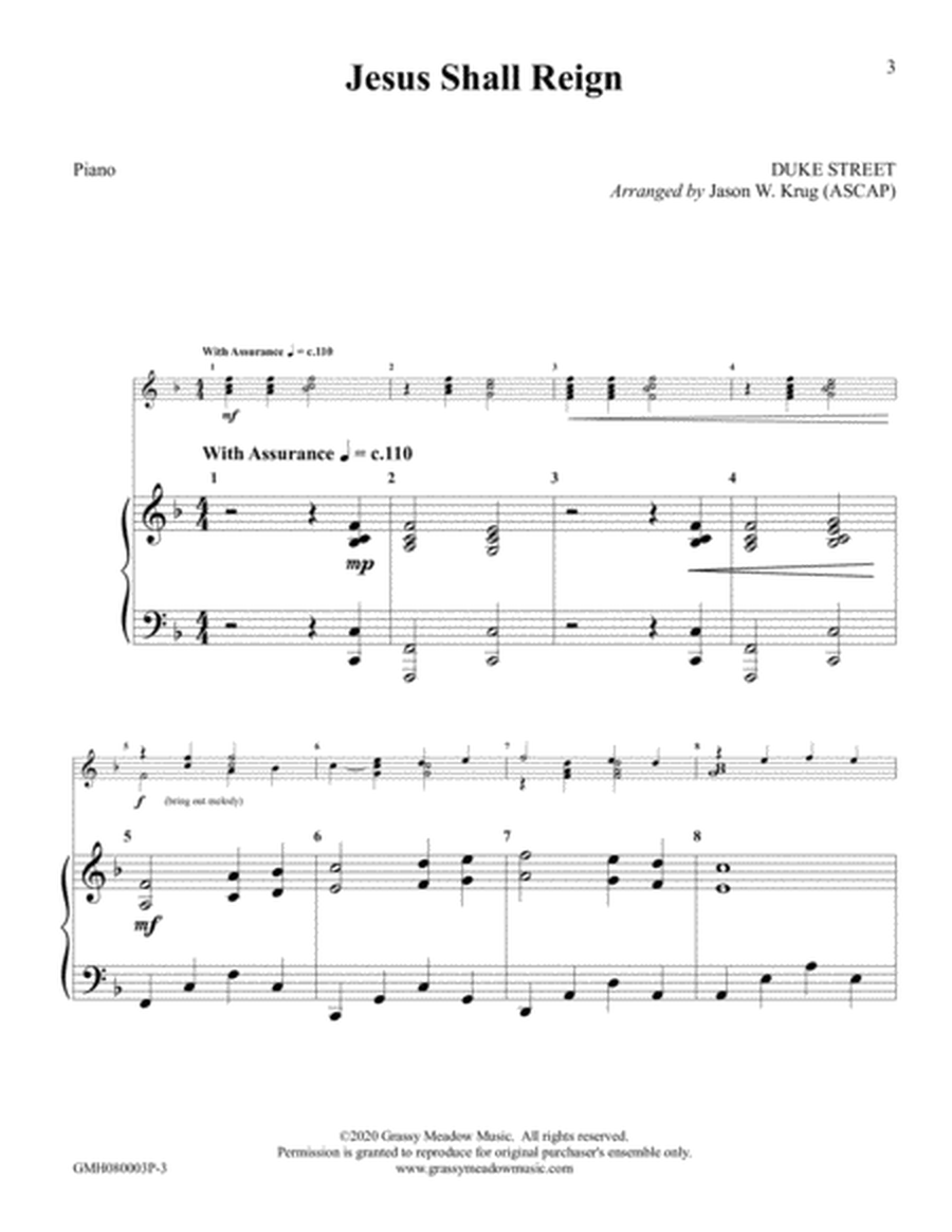 Jesus Shall Reign (piano accompaniment for 8 bell version) image number null