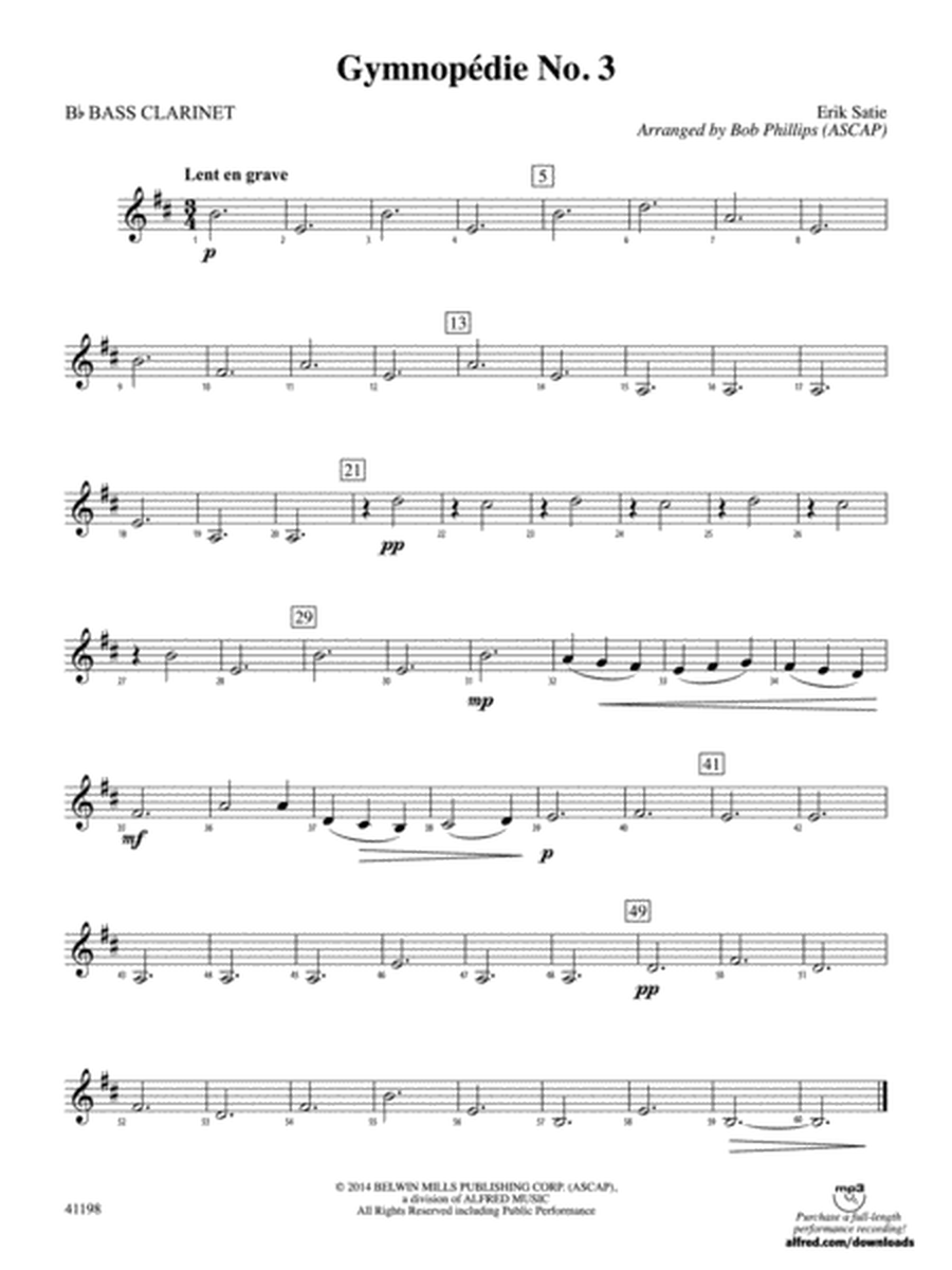 Gymnopédie No. 3: B-flat Bass Clarinet