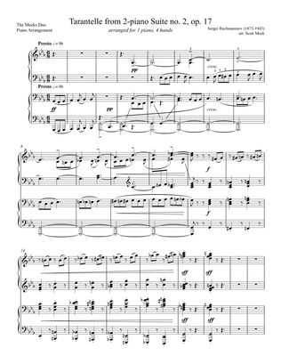 Book cover for Tarantelle from Suite no. 2 for 2 pianos (arr. 1 piano 4-hands)