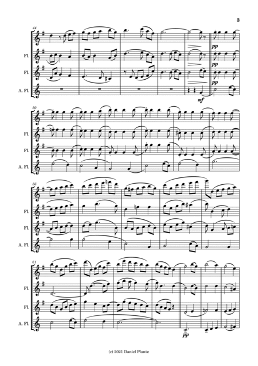 Four Variations on Amazing Grace Flute Quartet scores gallery preview page 3