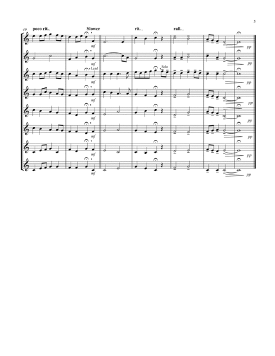 Simple Gifts ('Tis the Gift to Be Simple) (F) (French Horn Octet) Brass Ensemble scores gallery preview page 5