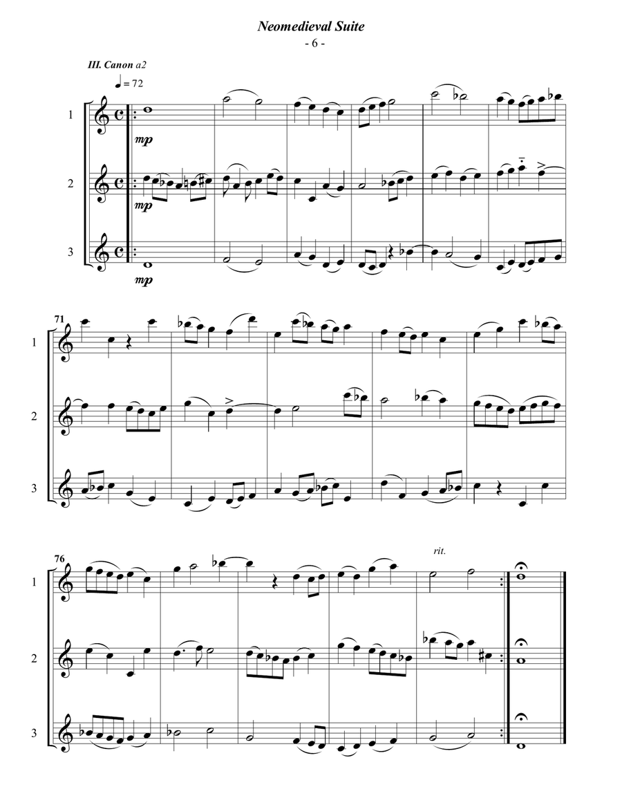Guthrie: Neomedieval Suite for 3 Concert Flutes Woodwind Trio scores gallery preview page 6