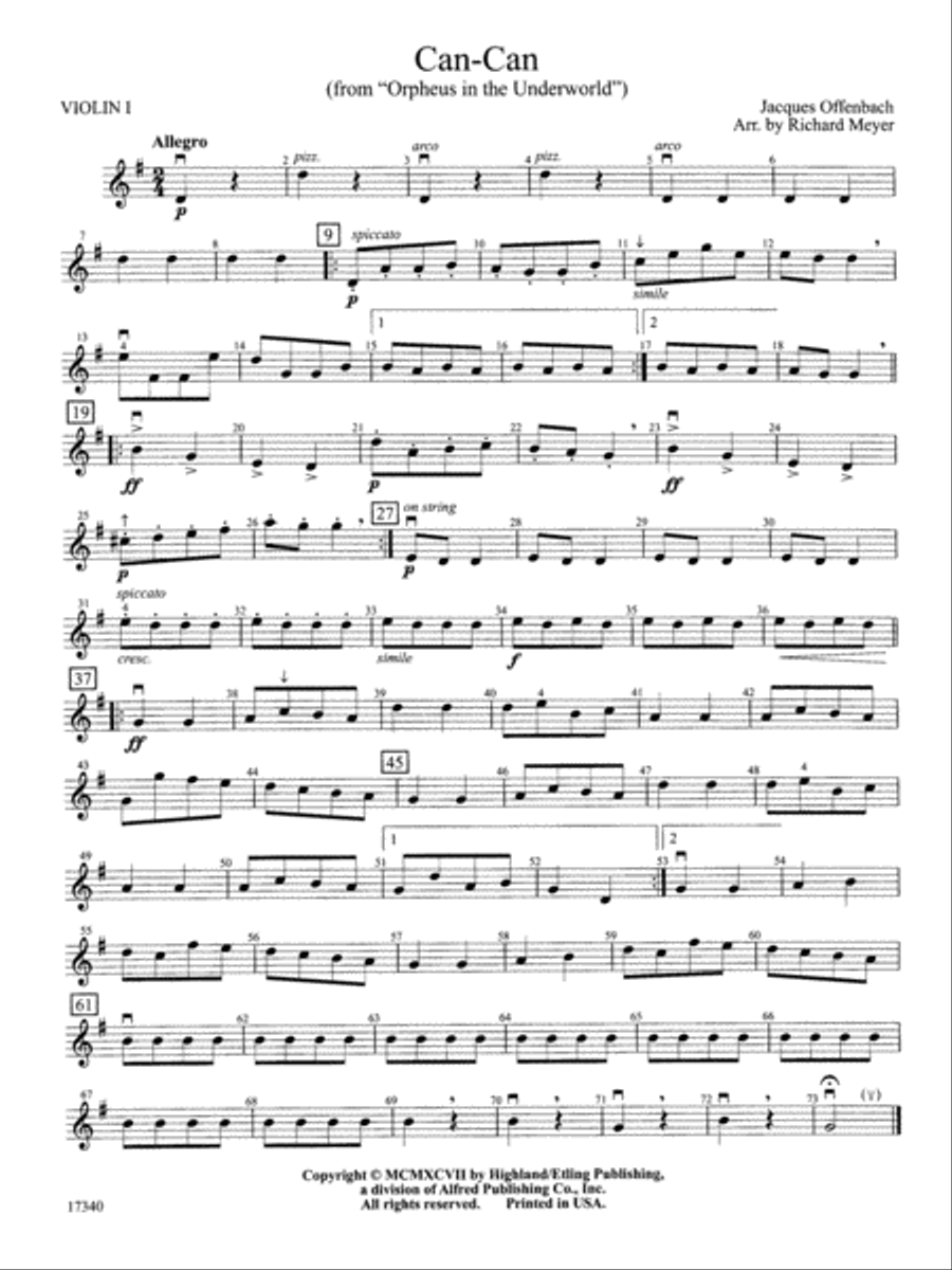 Can-Can: 1st Violin String Orchestra scores gallery preview page 1