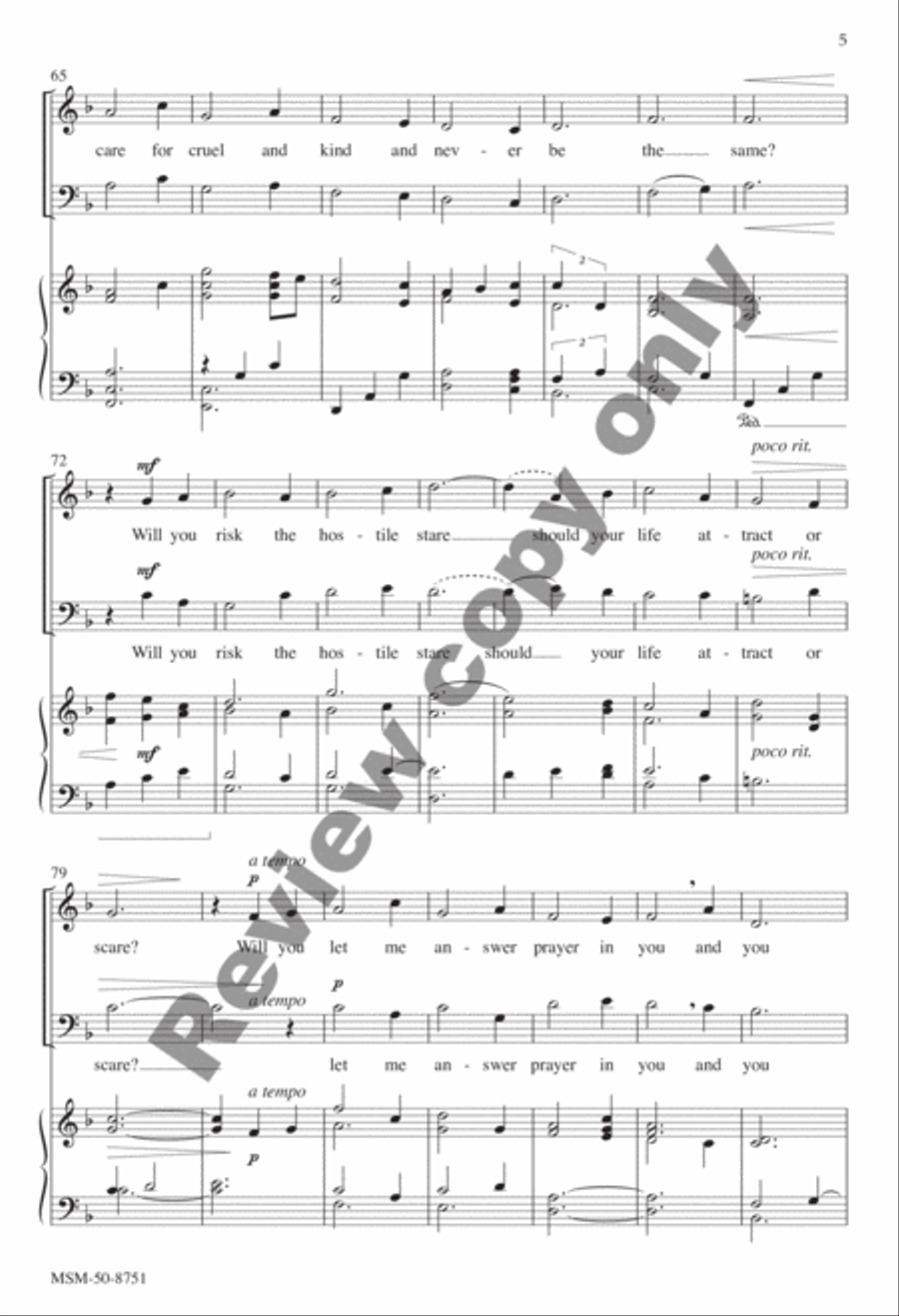Will You Come and Follow Me 4-Part scores gallery preview page 5