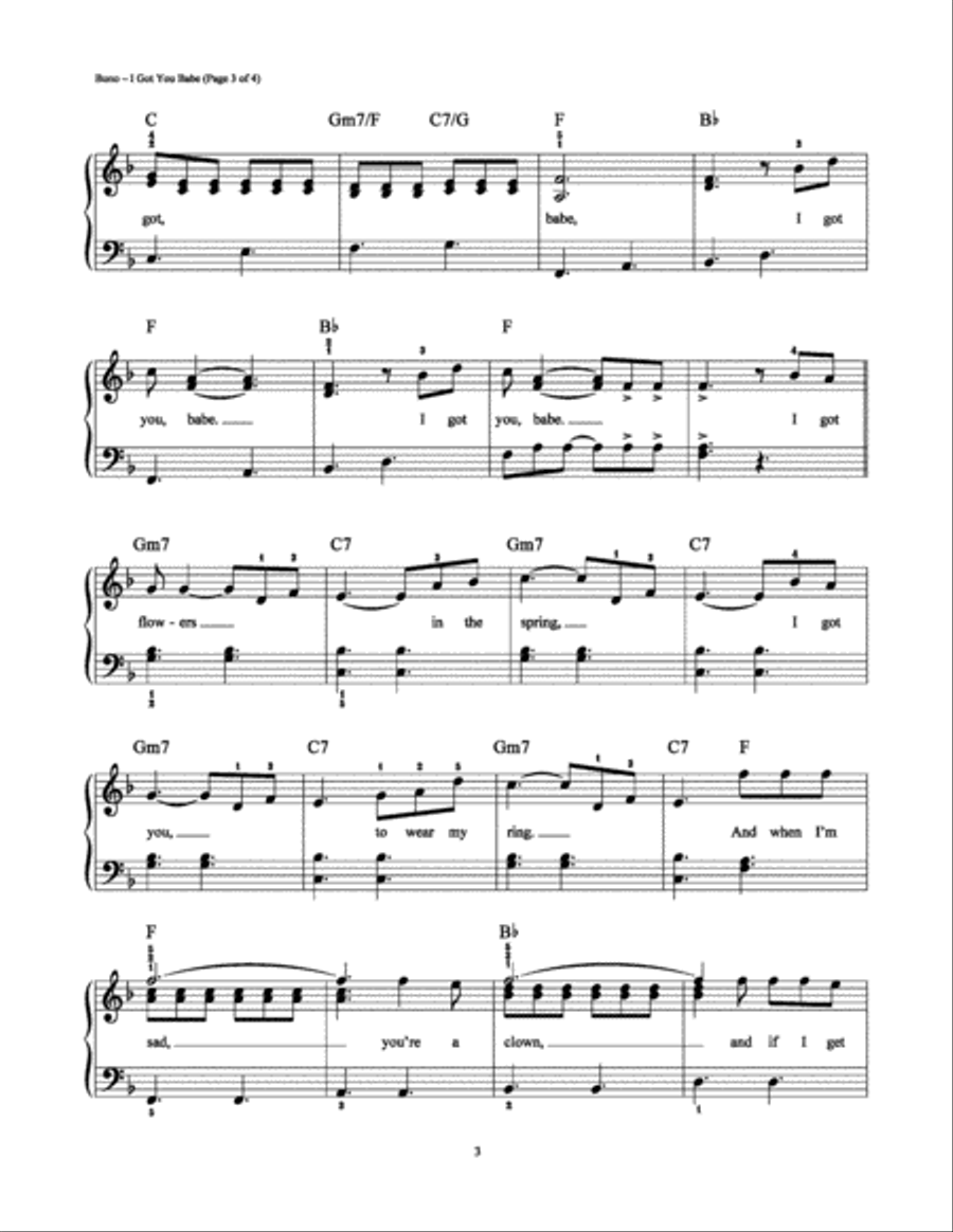 I Got You Babe Easy Piano scores gallery preview page 3