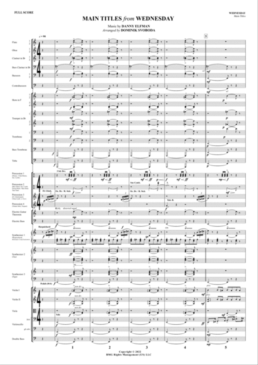 Wednesday Main Titles Full Orchestra scores gallery preview page 2