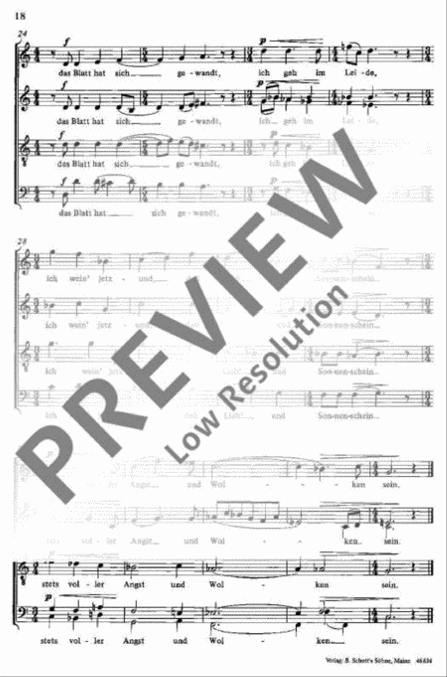 Fünf Gesänge 4-Part scores gallery preview page 18