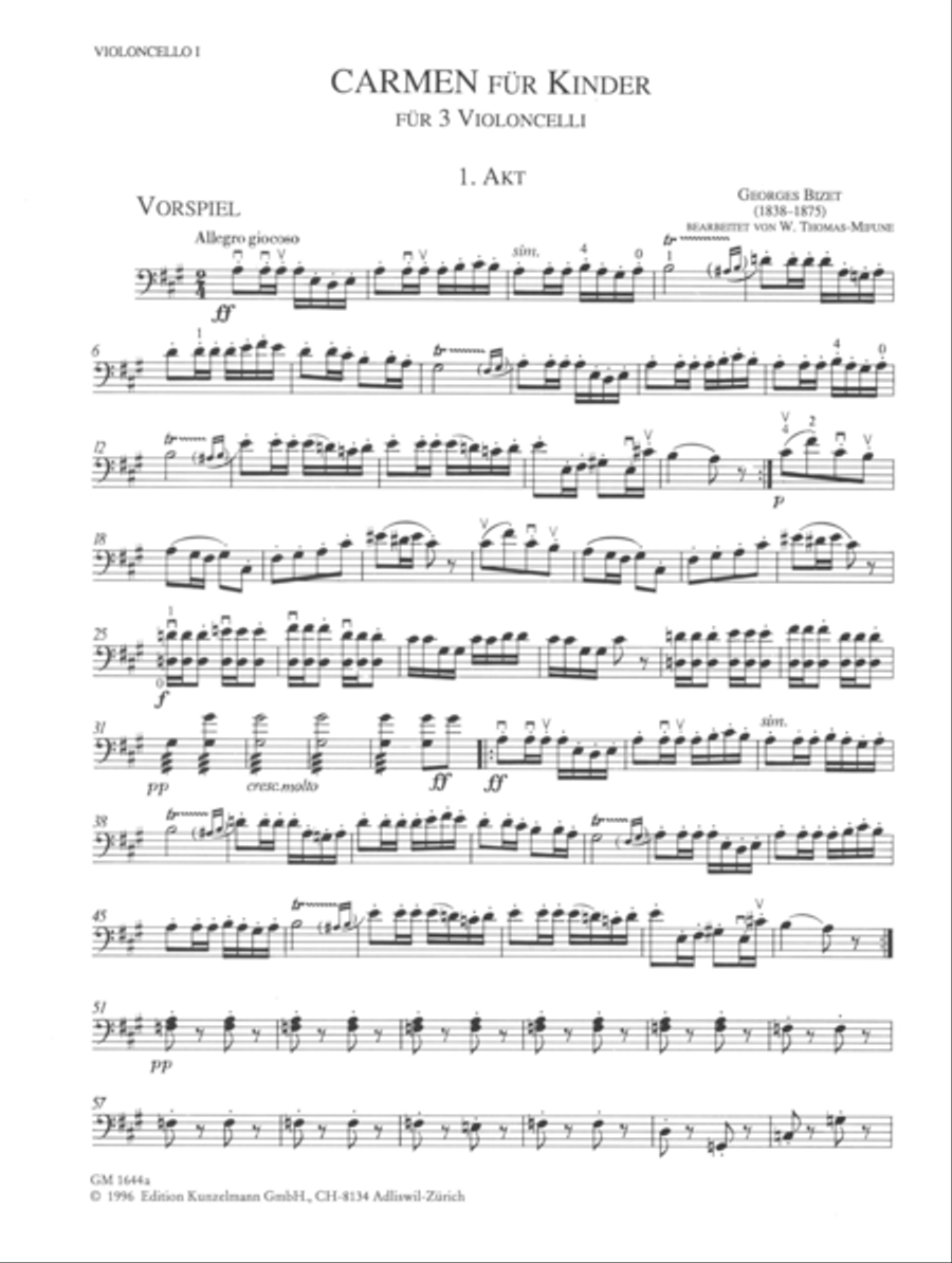 Carmen for children Cello scores gallery preview page 2