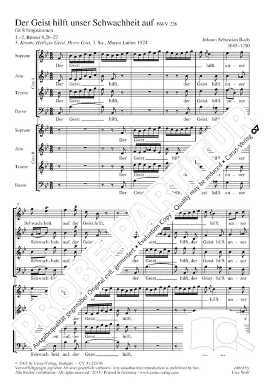 The Spirit makes our weakness strong (Der Geist hilft unser Schwachheit auf) 4-Part scores gallery preview page 4
