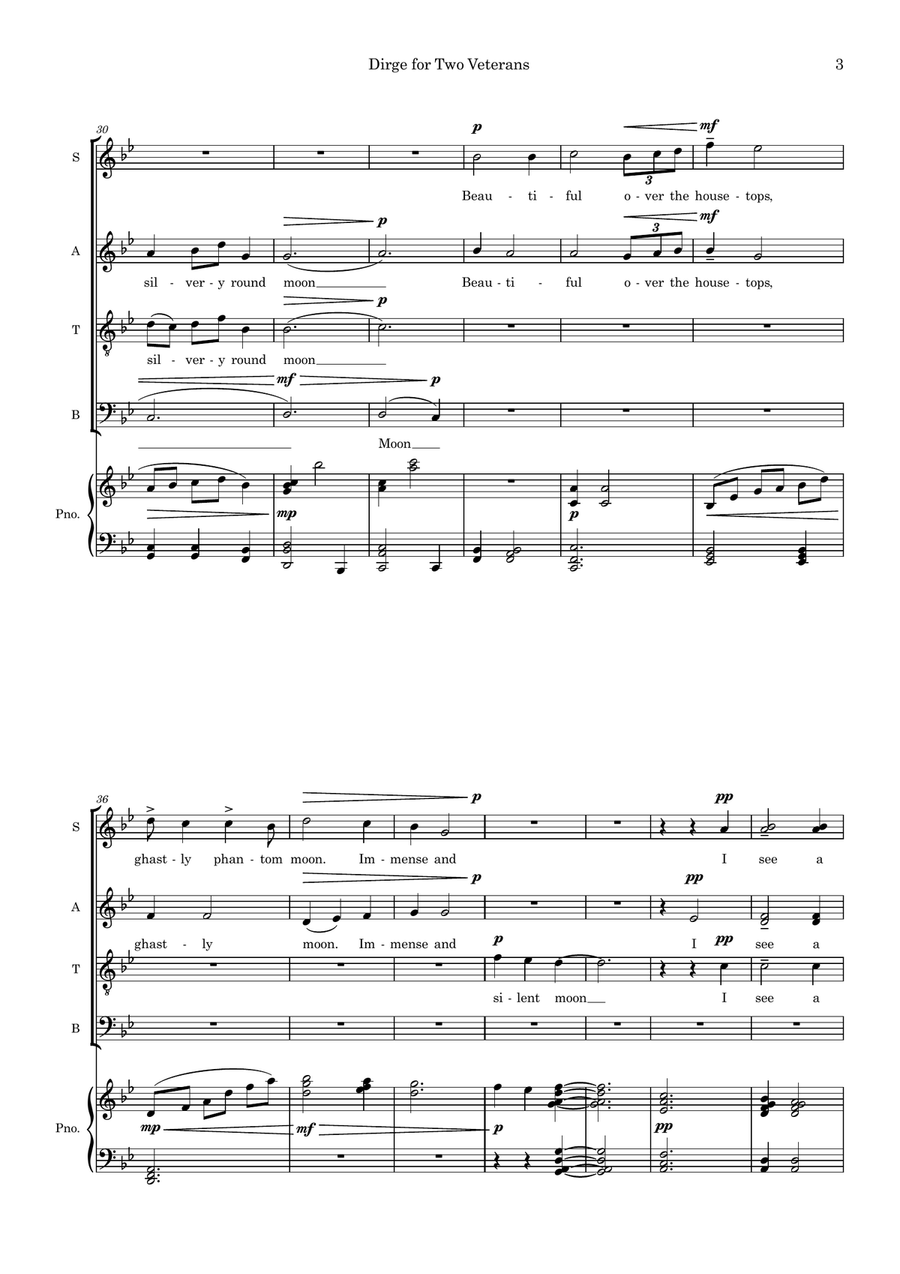 Dirge for Two Veterans 4-Part scores gallery preview page 5