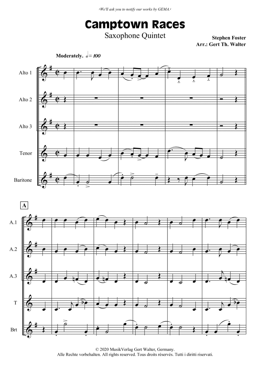 Camptown Races Woodwind Trio scores gallery preview page 1
