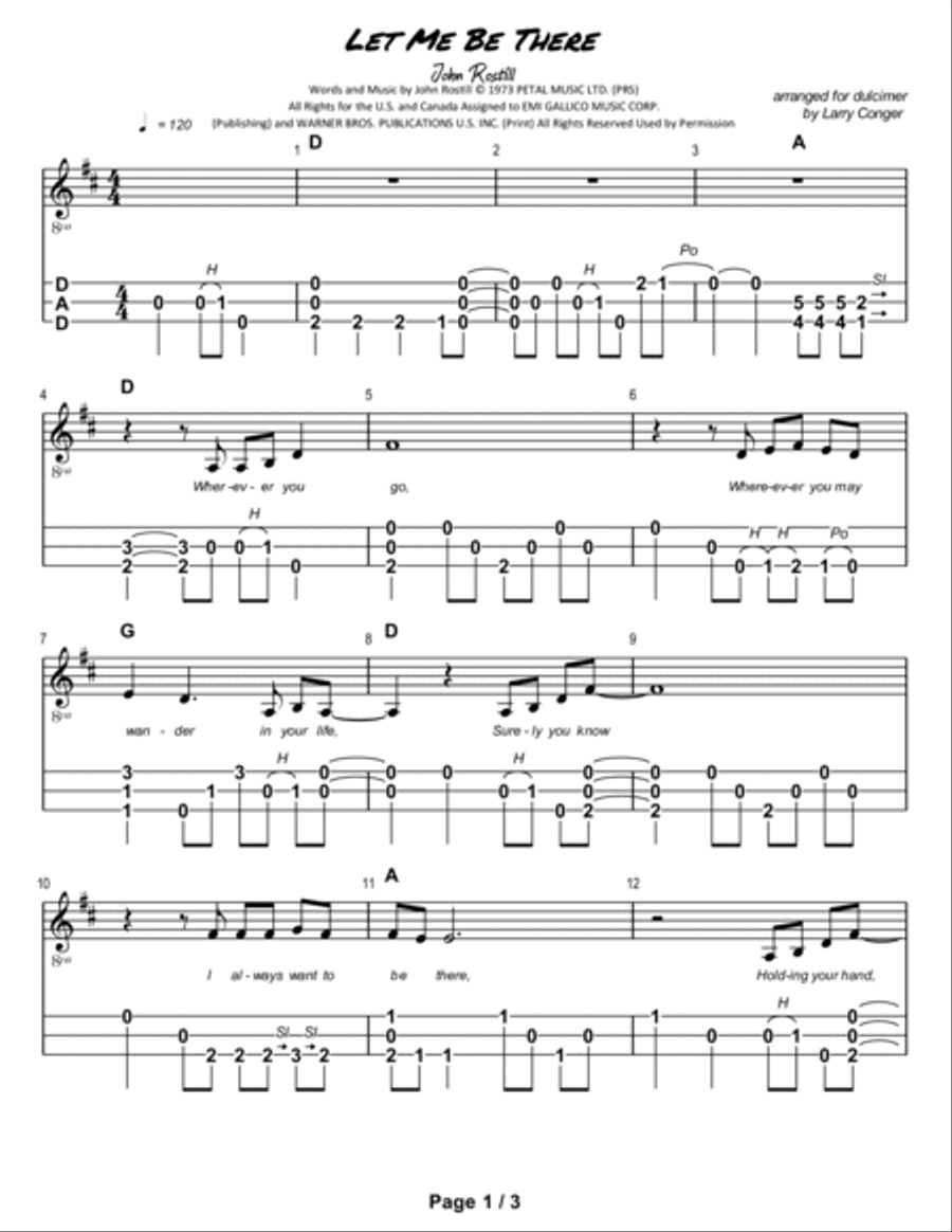 Let Me Be There Let Me Be There Dulcimer scores gallery preview page 2