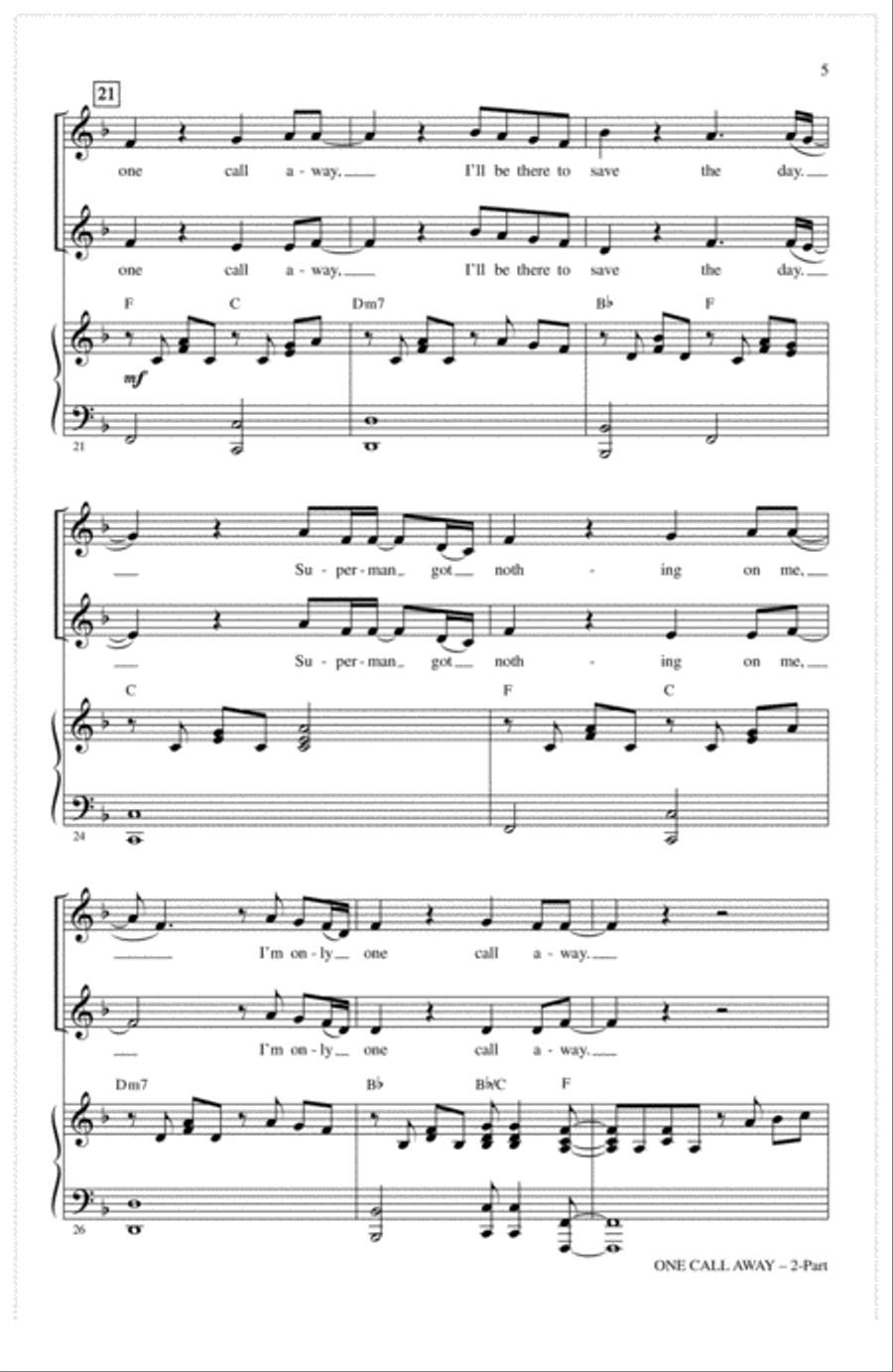 One Call Away 2-Part scores gallery preview page 4
