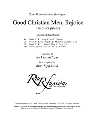 Book cover for Good Christian Men Rejoice - Christmas Hymn Harmonization for Organ