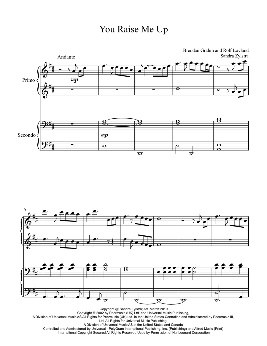 You Raise Me Up 1 Piano, 4-Hands scores gallery preview page 2