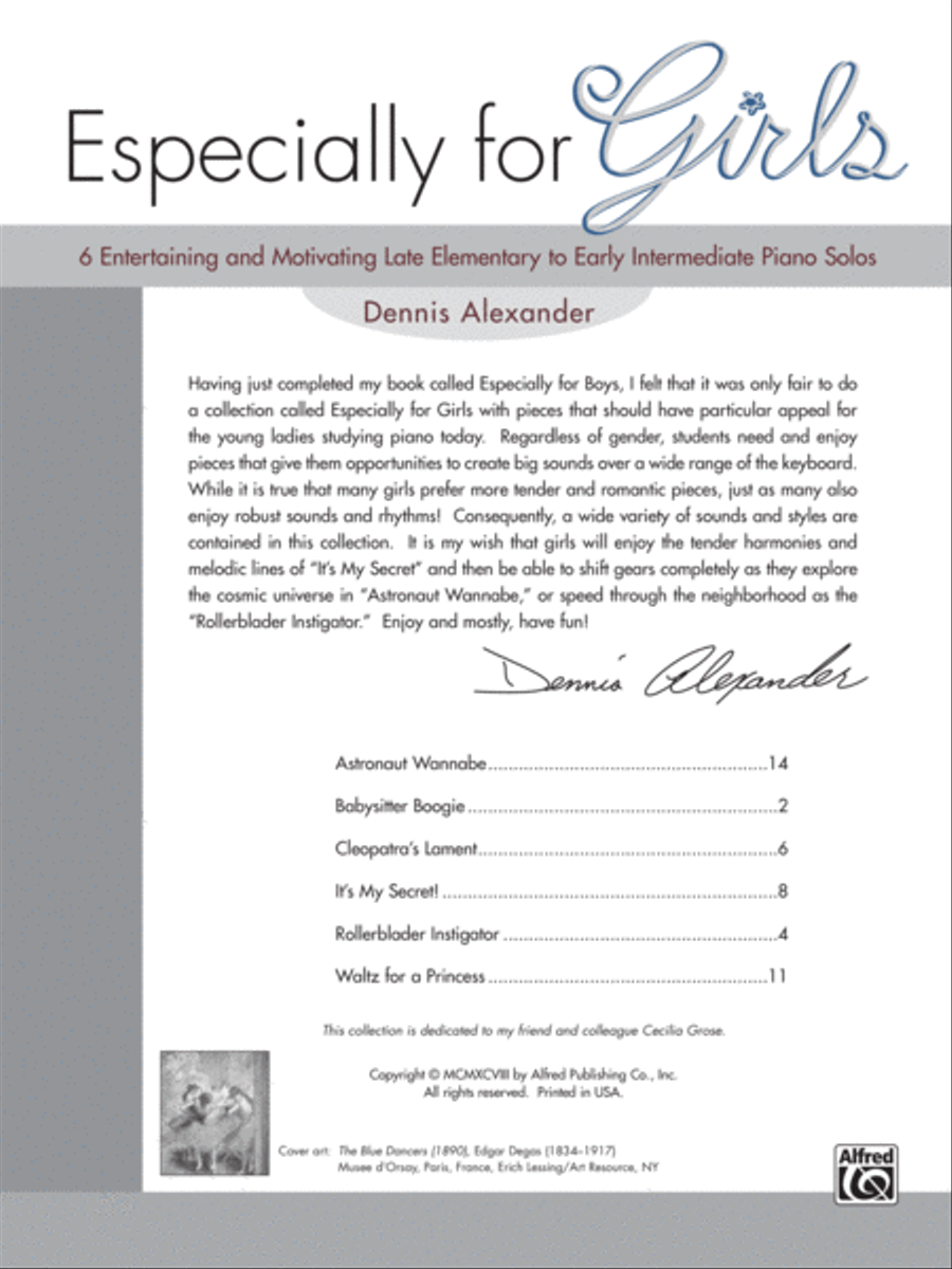Especially for Girls Especially for Girls Easy Piano scores gallery preview page 2