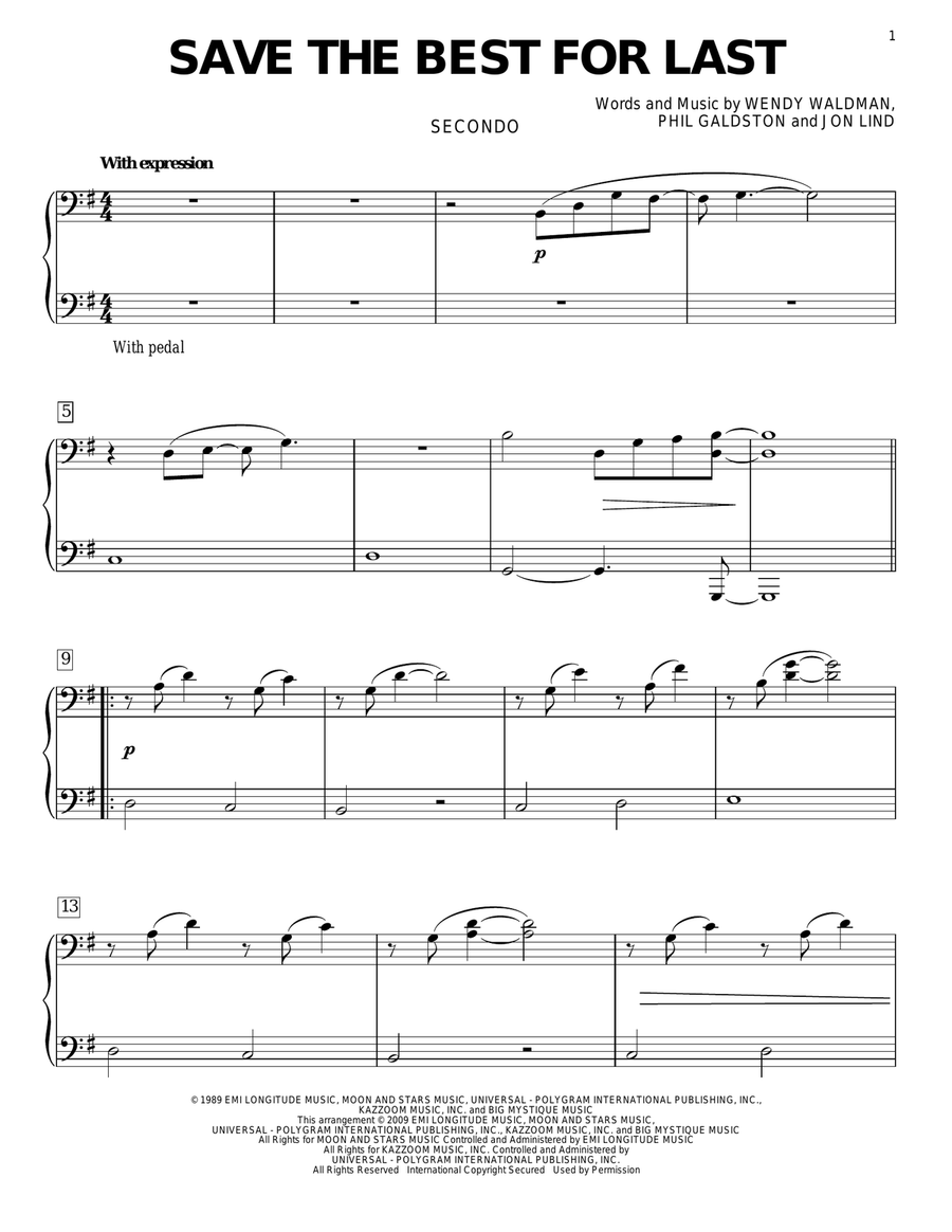 Save The Best For Last Piano Duet scores gallery preview page 1