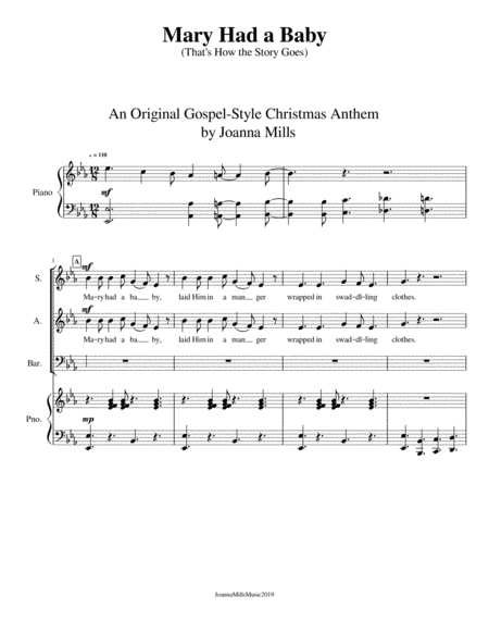 Mary Had a Baby (That's How the Story Goes) - An Original Gospel Christmas Anthem for SAB Choir image number null