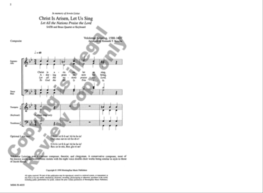Christ Is Arisen, Let Us Sing Let All the Nations Praise the Lord 4-Part scores gallery preview page 2