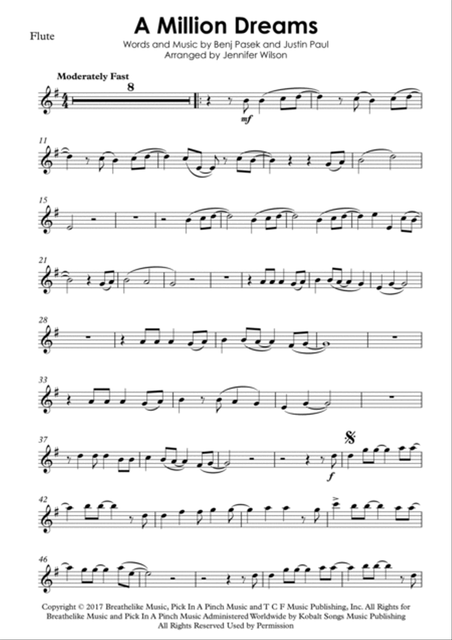 A Million Dreams Flute Solo scores gallery preview page 4