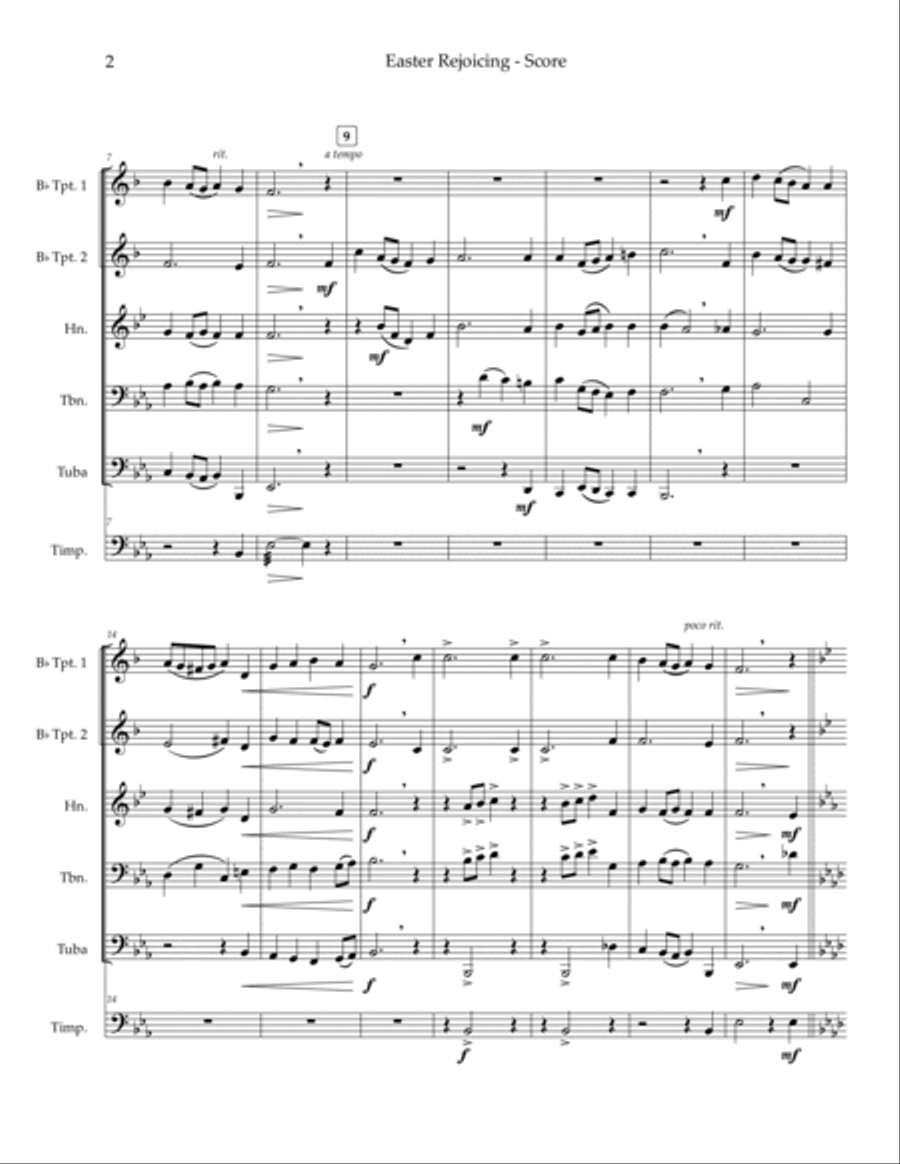 Easter Rejoicing — hymn medley for brass quintet, optional timpani Brass Quintet scores gallery preview page 3