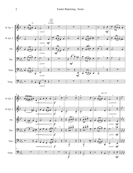 Easter Rejoicing — hymn medley for brass quintet, optional timpani image number null