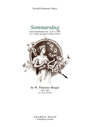 Book cover for Sommarsång/Sommarsang for 3 violins and piano (2 flutes ad lib)
