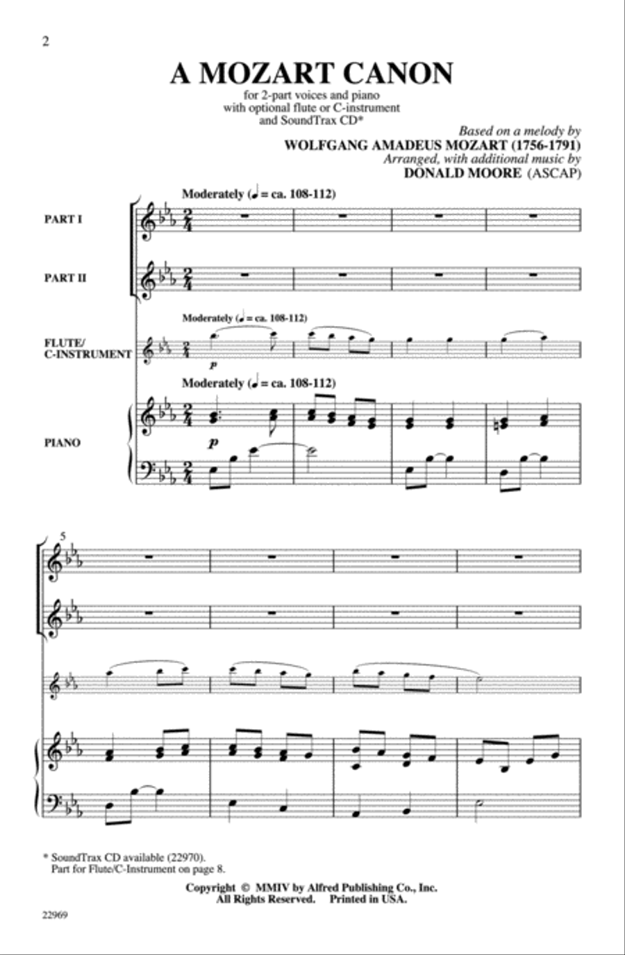 A Mozart Canon 2-Part scores gallery preview page 2