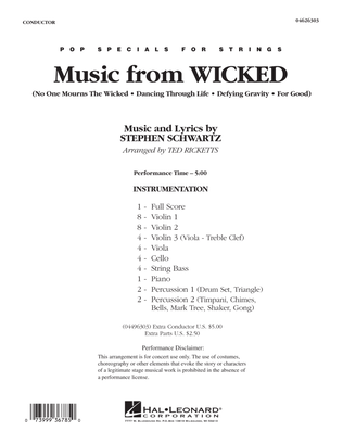 Book cover for Music from Wicked - Full Score