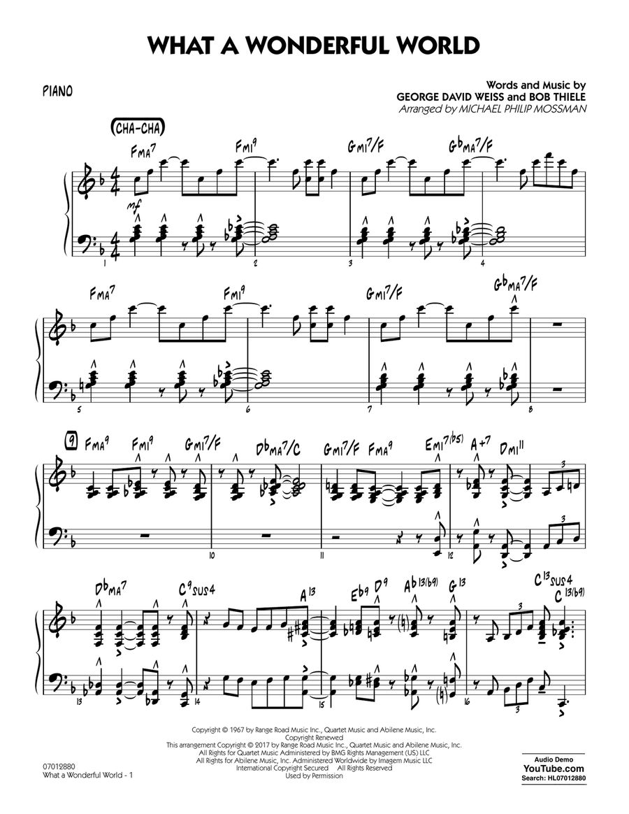 What A Wonderful World Dl - Piano Jazz Ensemble scores gallery preview page 1