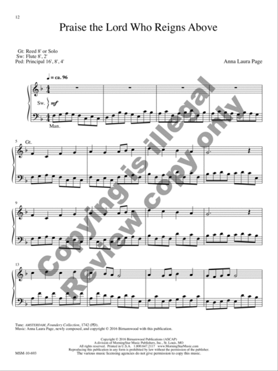 The King of Heaven: Five Hymns of Praise for Organ Organ Solo scores gallery preview page 5